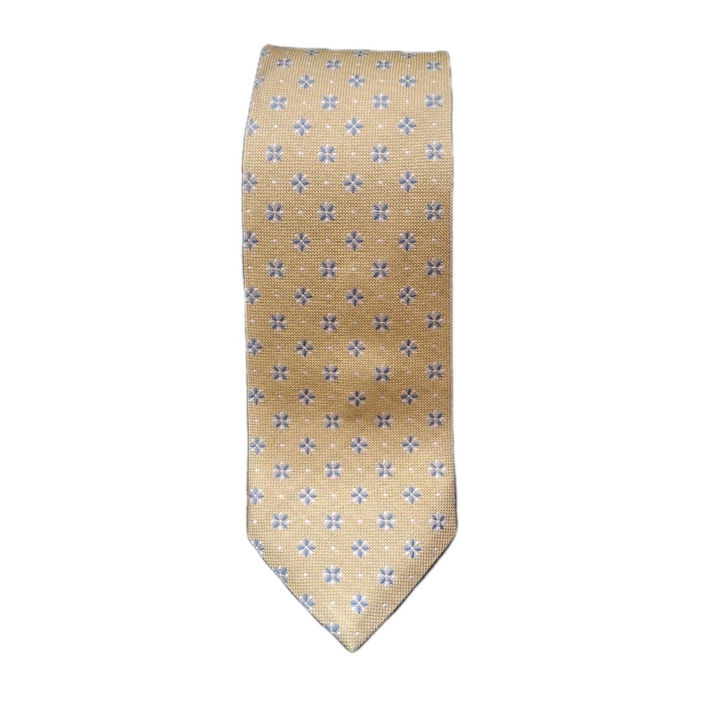 Vtg Brooks Brothers Men's XL Gold Geometric Imported Silk Tie Made In USA 90's